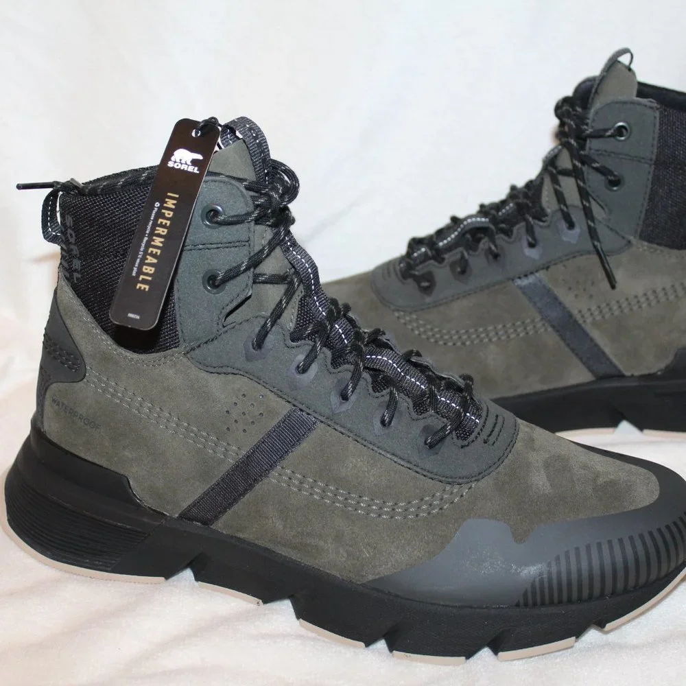 NIB SOREL‎ MEN'S WATERPROOF KINETIC SNEAKER HIKING WINTER BOOTS GREEN GRAY 10.5